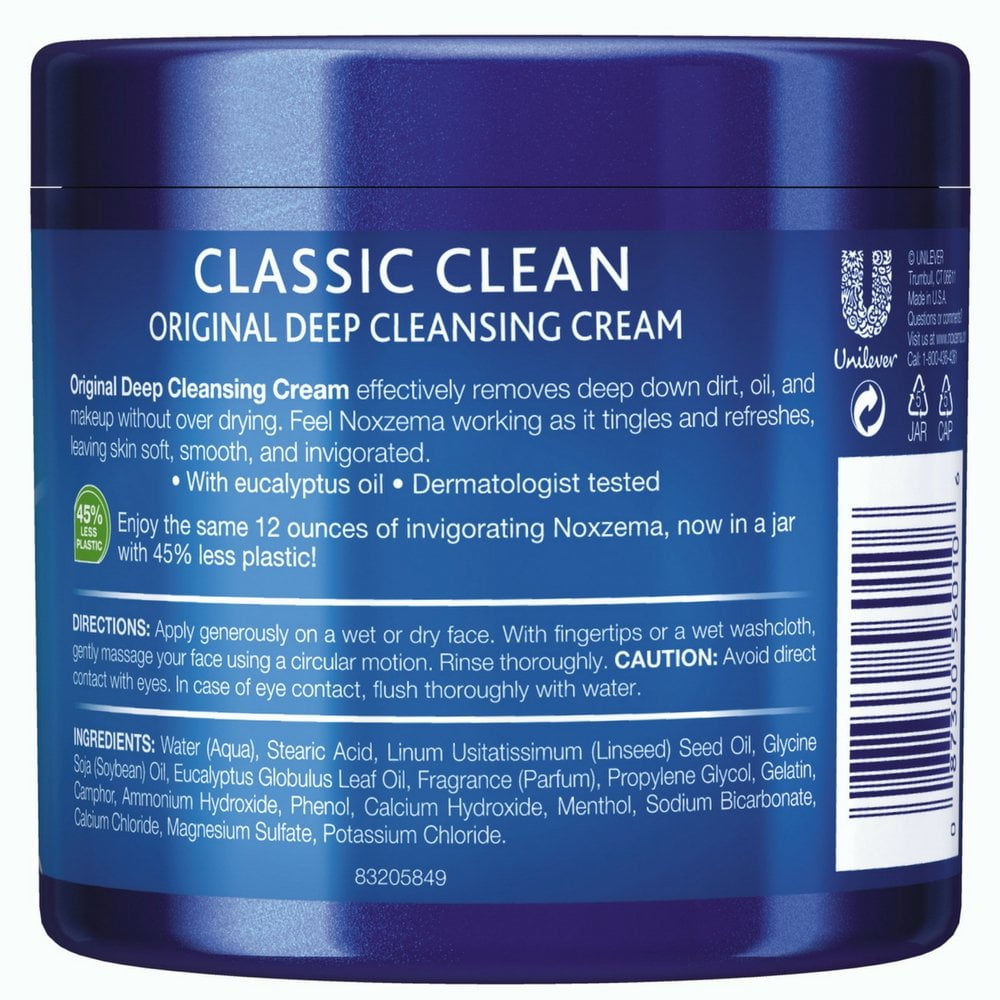 Noxzema Classic Clean Cream Original Deep Cleansing, White, 12 Oz (Pack Of 6)