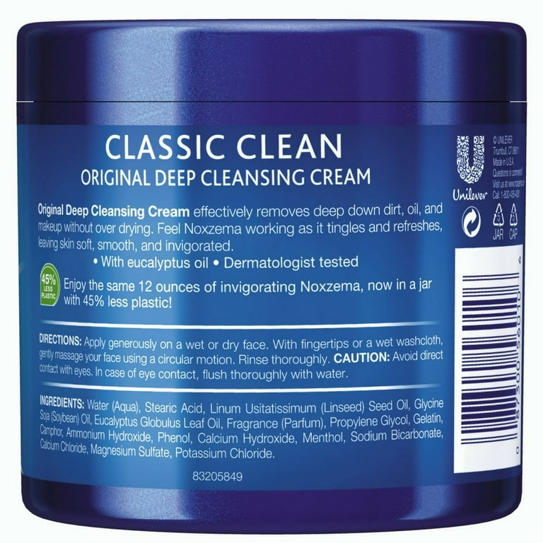 Noxzema Classic Clean Cream Original Deep Cleansing, White, 12 Oz