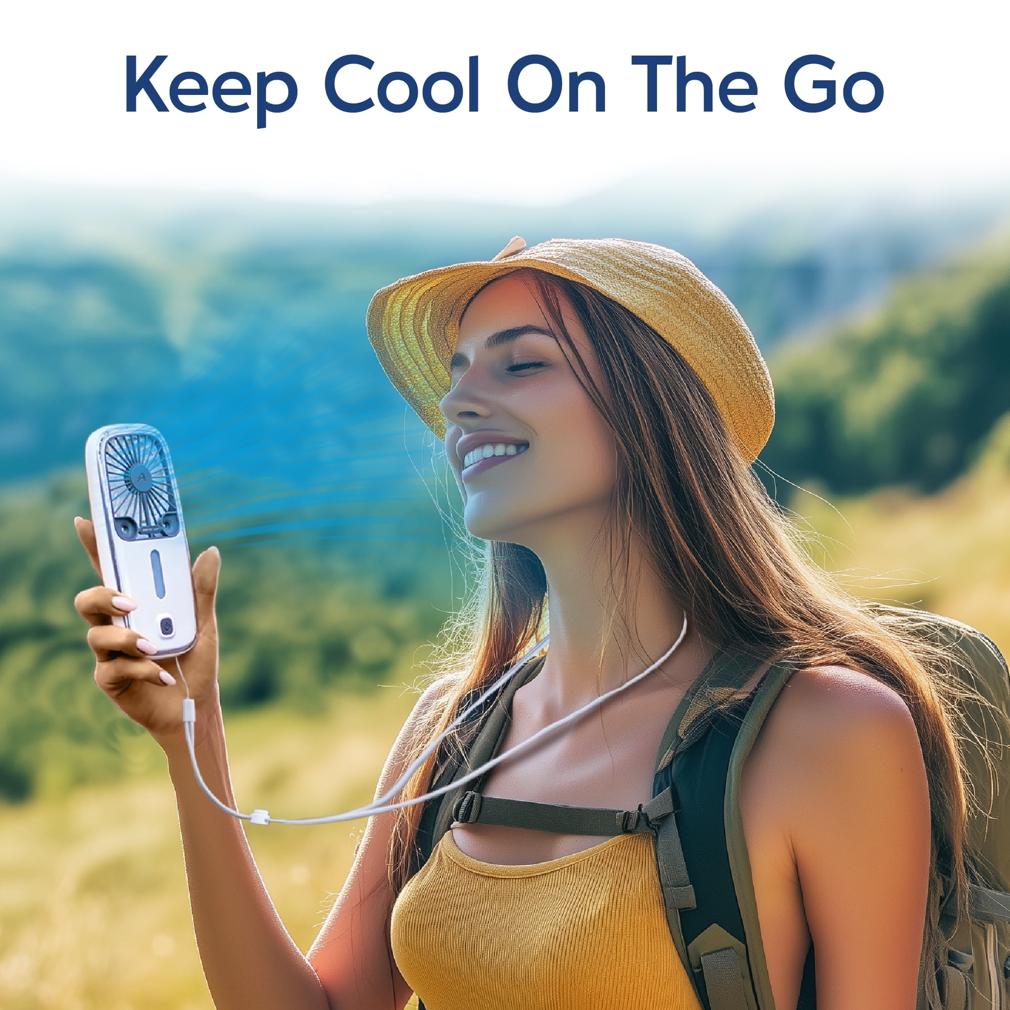 Arctic Air® Pocket Hand Fan, Portable Air Cooler, Dual Cooling Jets, Rechargeable, 3 Speeds