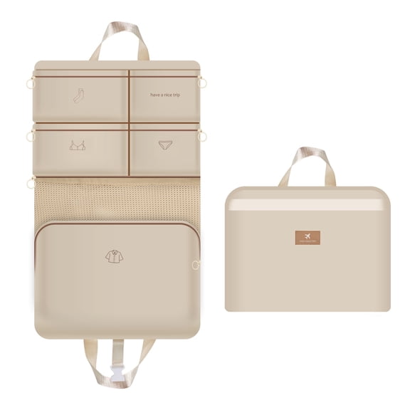 Packing Cubes for Suitcases, Hanging Travel Organizer Bags, Multifunctional compartment Luggage Organizer Bags for Clothes, Underwear, and Accessories(Beige)