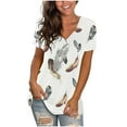 thumbnail image 2 of Pntutb Moda Mujer Verano Cuello En V Manga Corta Estampado Casual Camiseta Blusa Pntutb Pntutb-5202, 2 of 6