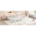 thumbnail image 4 of Double Twin Floor Bed with Guardrails - White, Pine & Plywood, 200lbs+200lbs Capacity, No Box Spring, Space-Saving, 4 of 24