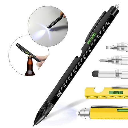 Dujiujun Multi-purpose Tool Pen Men LED Light Screwdriver Ruler Stylus Level Bottle Opener Gadgets 9-in-1 Multitool Pen