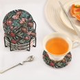 thumbnail image 3 of Yayeee 6 PCS Drink Coasters with Holder Set Woven Absorbent Round Tabletop Hot Pad, Peony Dusk Pattern, 3 of 7