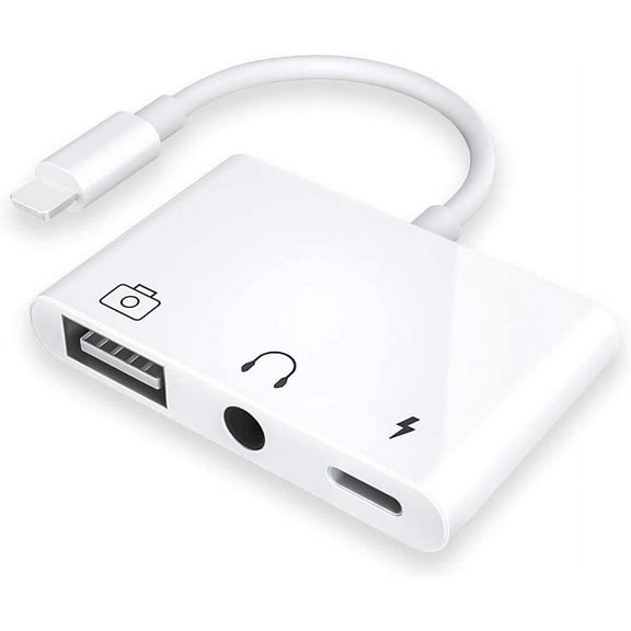 USB 3 Camera Adapter,3 in 1 USB Female OTG Adapter with Charging and 3.5mm Headphone Audio Jack Splitter for iPhone/iPad,Support USB Flash Drive,MIDI Keyboard