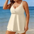 thumbnail image 4 of Amzcrzy Plus Size Swimsuit for Women Trendy V Neck Sleeveless Top and High Waisted Shorts Womens Bathing Suits Modest Solid Color Two Piece Swimsuit Tummy Control Beach Tankinis Swimwear 2XL, 4 of 6