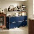 thumbnail image 3 of Innovaze 4-Tier Accent Cabinet with Door， Metal Storage Cabinet, Freestanding Organizer for Living Room, Entryway, Bedroom, Blue, 3 of 6