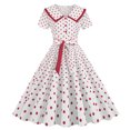 thumbnail image 1 of Robes d'Été pour Femmes 2023 Robes pour Femmes Liquidation Mode Femmes Été Robe à Col en V Style Poupée Robe à Pois Robe Plissée à Manches Courtes, 1 of 6