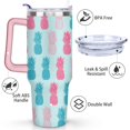 thumbnail image 3 of 40oz Tropical Pineapple Pattern Stainless Steel Flip Straw Tumbler Spill Proof Travel Cup Double Wall Vacuum Insulated Coffee Mug with Top Handle, 3 of 6