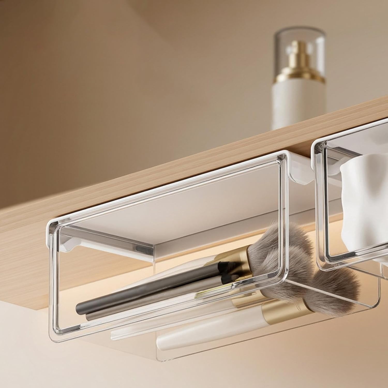 Drawer Storage Box Transparent Lipstick Cotton Swab Holder for Home Use