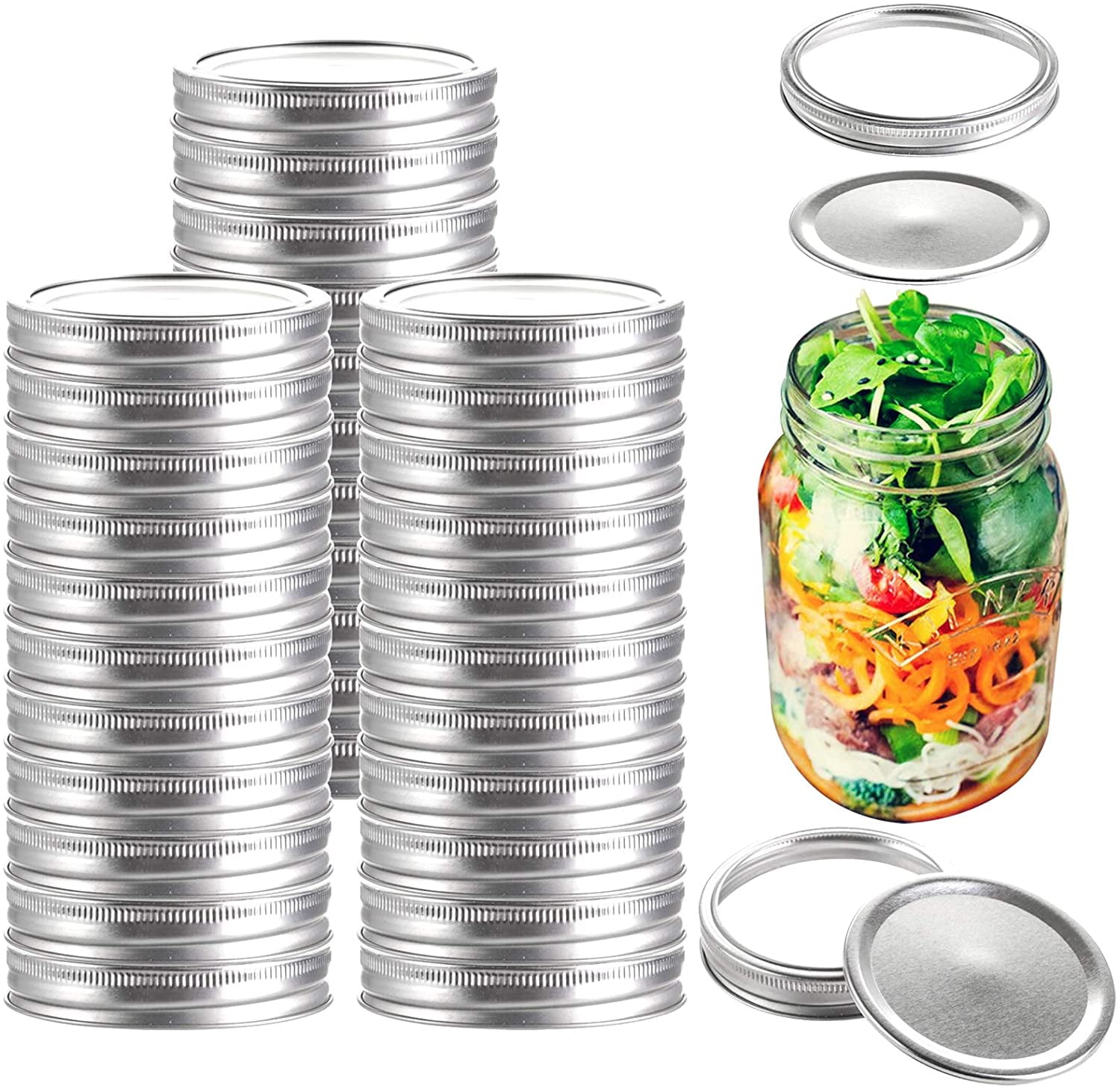 DabuLiu 72 PCS /36 Set Canning Lid and Rings, 3.3 Inch Wide Mouth Mason