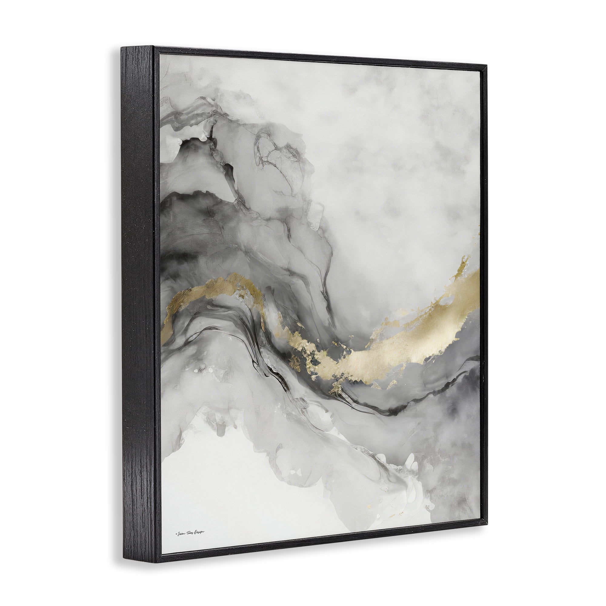 Stupell Industries Grey & Glam Geode Abstract Painting Black Framed Art Print Wall Art, 24 x 30