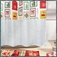 thumbnail image 5 of Merry Christmas Shower Curtain,Stamp Pattern Slub Textured Fabric Shower Curtains for Winter Holiday Decor,Water Repellent,72"×72", 5 of 6