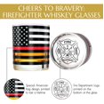 thumbnail image 4 of Greenline Goods Thin Red Line Firefighter Whiskey Old Fashioned Glasses (Set of 2) - 10 oz - Classic Glass Drinkware with Fire Fighter Flag Graphics -Shows Support for First Responders, 4 of 7