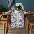 thumbnail image 2 of Purple Flowers Table Runner - 90 Inch Long, Kitchen Dining Table Runner Dresser Scarves, Spring Floral Leaves Plants Gray Plaid Farmhouse Decor for Coffee Tables Wedding Party Banquet, 2 of 8