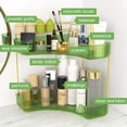 thumbnail image 5 of Makeup Organizer for Vanity, 2-Tier Corner Bathroom Organizer Countertop with Makeup Brush Holder, Corner Counter Storage for Bathroom Dresser- Green, 5 of 7