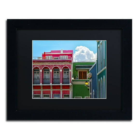 Trademark Fine Art "Old San Juan 10" Canvas Art by CATeyes, Black Matte, Black Frame