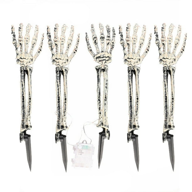 ¡Gran oferta! 5 uds. Luces brillantes de decoración de manos de esqueleto de Halloween de 18 pulgadas, luces de jardín de mano de esqueleto, estacas de decoración de jardín de terror