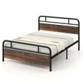 thumbnail image 1 of Costway Queen Size Metal Platform Bed Frame Industrial Headboard Mattress Foundation, 1 of 10
