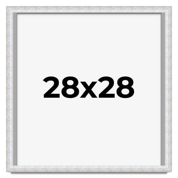 28x28 Shadow Box Frame Silver | 1.625 Inches Deep Real Wood Contemporary Shadowbox Display Frame |