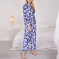 thumbnail image 3 of Gukieu Skull star crystal Print Women's Long Sleeve Pajama Set, Button Top Elastic Pocket Pajama Pants Two Piece Set Home Wear-Small, 3 of 7