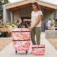 thumbnail image 4 of Foldable Rolling Shopping Tote Bag with Wheels Floral Print Portable Grocery Cart Travel, 4 of 7