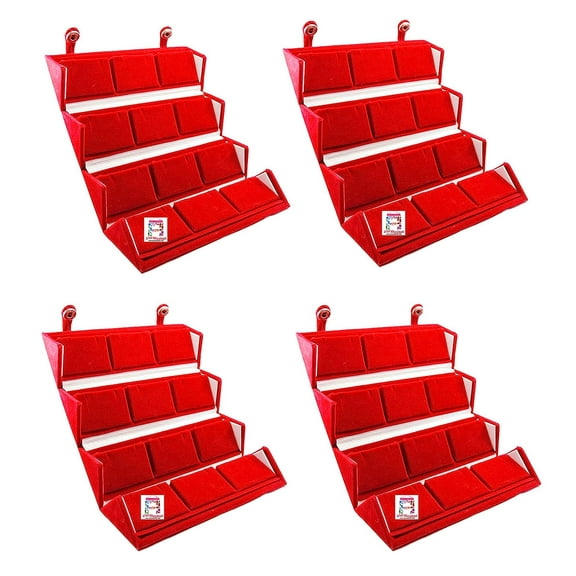atorakushon Maroon Velvet Folding jewellery Vanity Box Make-Up 12 pair Earrings Utility Toiletry Wardrobe Organizer Pouch Set of 4