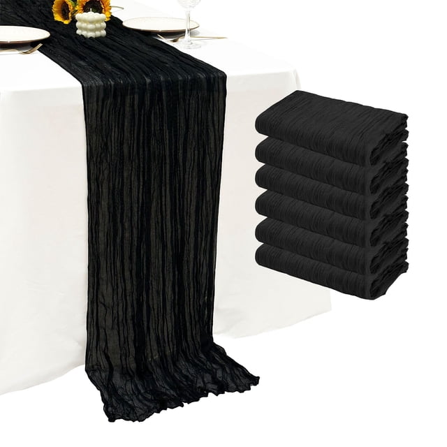 Estopilla negra Table Runner Seveups de 10 pies/3 m, paquete de 6