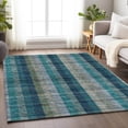 thumbnail image 5 of HomeRoots 676508 5 x 8 ft. Teal Olive Green & Taupe Plaid Washable Machine Made Rectangle Area Rug with UV Protection, 5 of 9