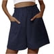thumbnail image 2 of ICHUANYI Clearance Women's Fashion Pants Leisure Sports Shorts Pants Pocket High Waist Comfortable Jeans(Dark Blue, XL) ICHUANYI WER2023081400740, 2 of 8