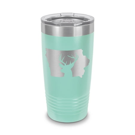 

Iowa Deer State Tumbler 20 oz - Laser Engraved w/ Clear Lid - Stainless Steel - Vacuum Insulated - Double Walled - Travel Mug - buck hunt hunting rifle ia - Teal