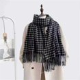 thumbnail image 2 of Ljudmp Womens Large Vintage Plaid Scarves Warm Winter Scarves With Tassels For Grid Check Blanket Headscarf Shawl Wrap Long Scarf Black, 2 of 5