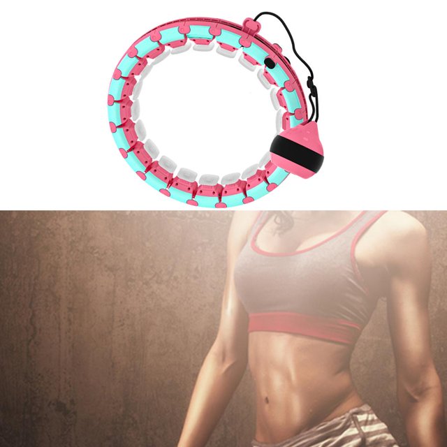 Aro de fitness ponderado para adultos, aro de ejercicio inteligente, masaje circular ajustable 2 en 1 con equipo de fitness de 24 nudos desmontables Rosado Macarena Aro ponderado inteligente