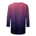thumbnail image 4 of GERsome Womens 3/4 Sleeve Shirts Patchwork Blouse Fashion Crewneck Tops Solid Tee Casual Comfy T-Shirt, 4 of 5