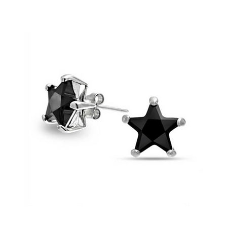 Cubic Zirconia Black Cz Usa Patriotic Rock Star Stud