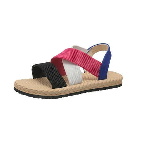 

PEASKJP Woman Sandals Women s Reggae-Sew Me-Boho Woven Strappy Slingback Sandal (Dark Blue 6.5)