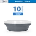 thumbnail image 3 of Mainstays 5-Pack 3-Compartment Round BPA-Free Plastic Meal Prep Food Storage Containers, 1 L, Soothing Grey, 3 of 10