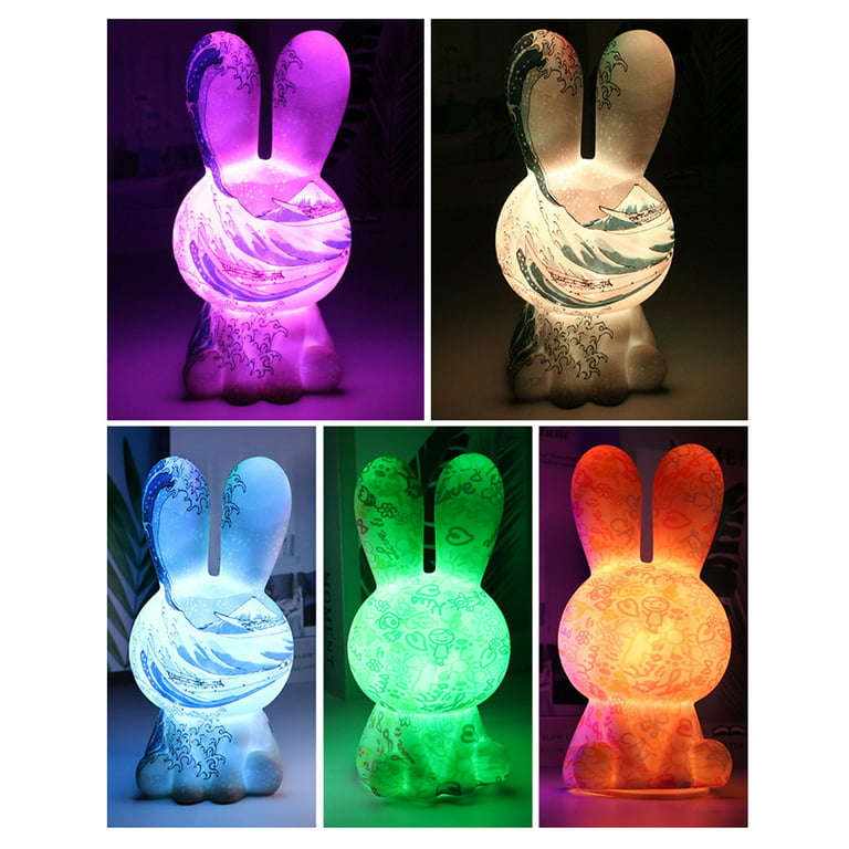 LED 17.5cm Cute X Atmosphere 8 Night USB Control Lighting X Touch Bunny Remote Lamps 9 Charging Light Gift Rabbit
