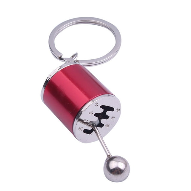 Justharion Automobile Key Chain Metal Bags Decoration Keychain Gear Knob Gearshift Holder Modified for Gearbox Gift Keyring Supplies Red 1Set
