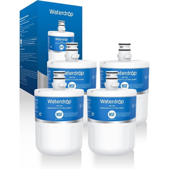 Waterdrop 5231JA2002A Refrigerator Water Filter, Replacement for LG® LT500P®, GEN11042FR-08, ADQ72910911, ADQ72910901, Kenmore 9890, 46-9890, LFX25974ST, LMX25964ST, 4 Pack, Packing May Vary