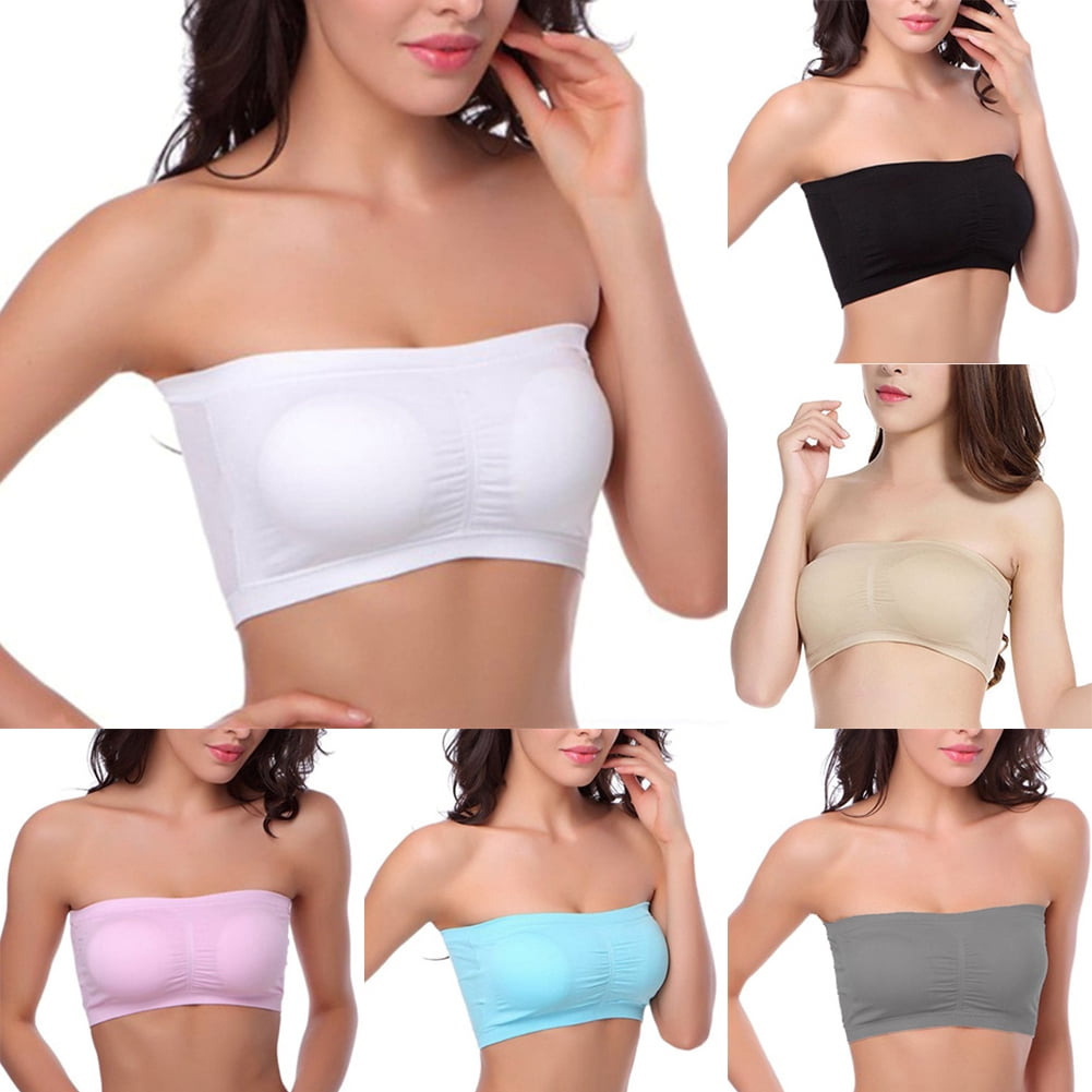 Women's Clothing Women Solid Bra Wrapped Chest Seamless Bandeau Strapless 