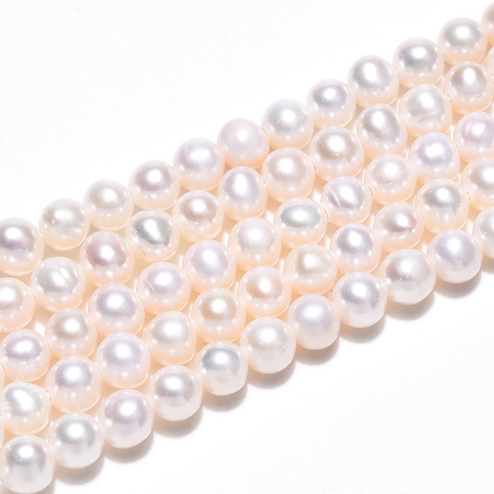 Natural Cultured Freshwater Pearl Beads Strands Round Creamy White 3~4mm Hole: 0.5mm about 107~108pcs/strand 14.96~15.16 inch(38~38.5cm)