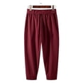 thumbnail image 3 of XuJwPNcy Mens Pants Lightweight Fashion Harem Pants Soft Tie Side Trousers with Pockets Loose Casual Outfit Clothing(Wine,X-Large), 3 of 4