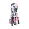 thumbnail image 3 of Robe Sans Manches à Imprimé Abstrait avec Boutons devant, Robe Décontractée à Taille Nouée et Col pour le Printemps et l'Été, Vêtements pour Femmes, 3 of 10