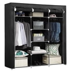 Portable Closet Wardrobe With Double Rod & Shelves - Free Standing, Non-Woven Fabric, Gray (51"L X 68.8"H)