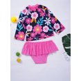 thumbnail image 4 of iiniim Kid Girls Rash Guard 2 Piece Swimsuit UPF 50+ Long Sleeve Ruffled Beach Bathing Suit Swimwear, 4 of 7