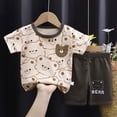 thumbnail image 2 of HCNTES Baby Girl Boy Toddler Kid Summer Spring Outfits Sets Short Sleeve T-shirt Elastic Waist Shorts 2 Piece Short Set Summer Pjs For 2t 3t 4t 5t 6t 7t Kids(Y01-Coffee,5-6 Years), 2 of 4