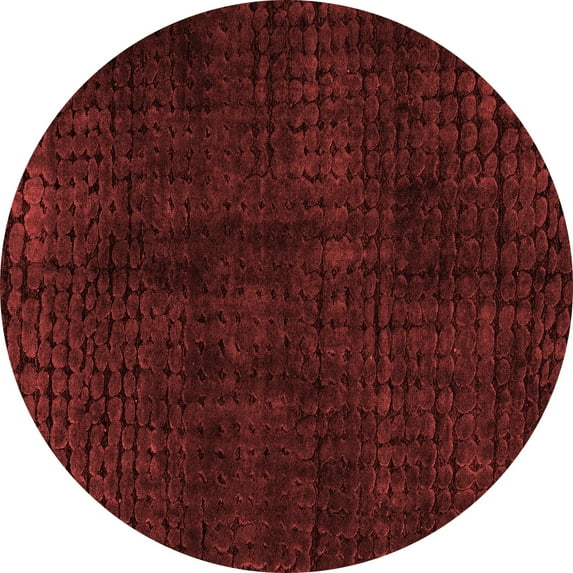 Ahgly Company Machine Washable Indoor Round Abstract Red Modern Area Rugs, 6' Round