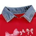 thumbnail image 4 of DAETIROS Girls 2 Piece Outfit Set Comfy Bow Print Top & Flare Pants Kids Girls Matching Set Casual Everyday Playwear Red Sizes 2T-8,Size 5-6 T, 4 of 7