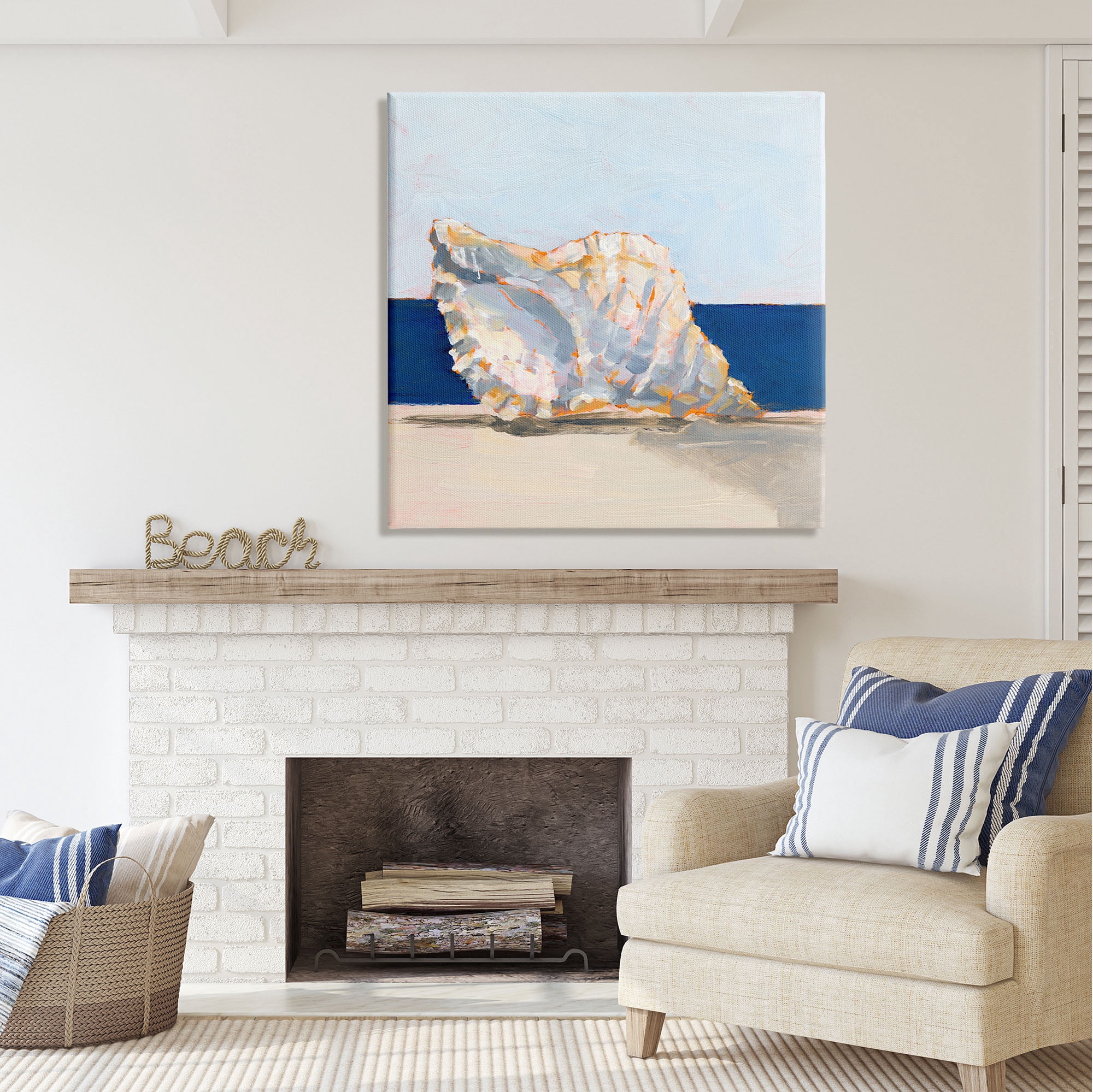 Stupell Industries Conch Still Life Painting Animals & Insects Painting Gallery Wrapped Canvas Print Wall Art, 36 x 36